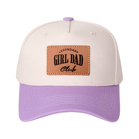 LEGENDARY GIRL DAD Club Leather Patch Embroidered Color Block Trucker Hat Unisex Adjustable Cotton Breathable Fashion Cap for Travel Daily Wear
