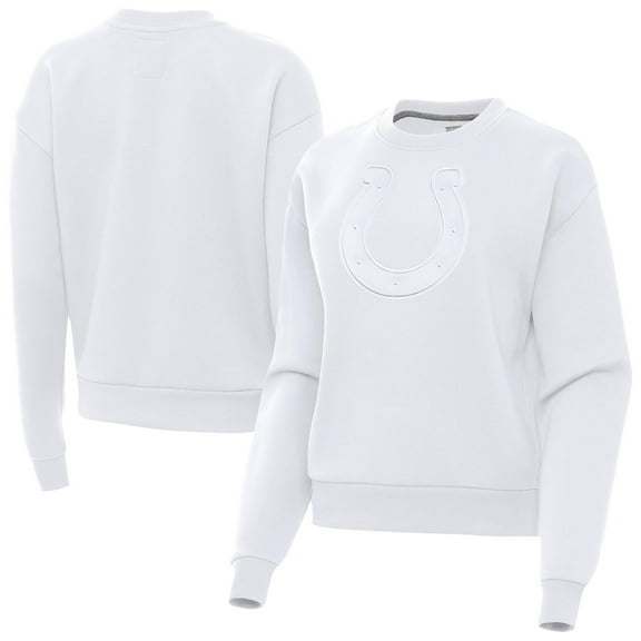 Women's Antigua White Indianapolis Colts Victory Pullover Sweatshirt