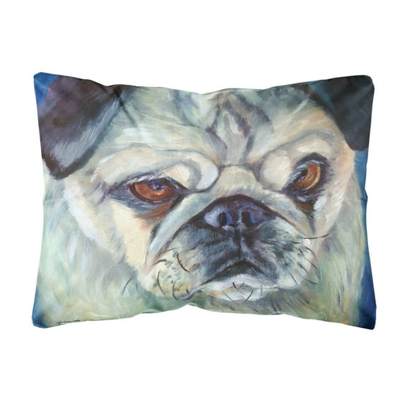 Carolines Treasures 7422PW1216 Pug in Thought Canvas Fabric Decorative Pillow 12H x16W multicolor
