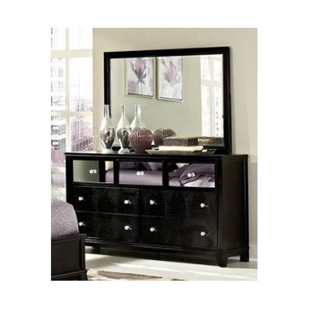 Mirrored Dresser In Black Color, Modern Black Dresser With Mirror