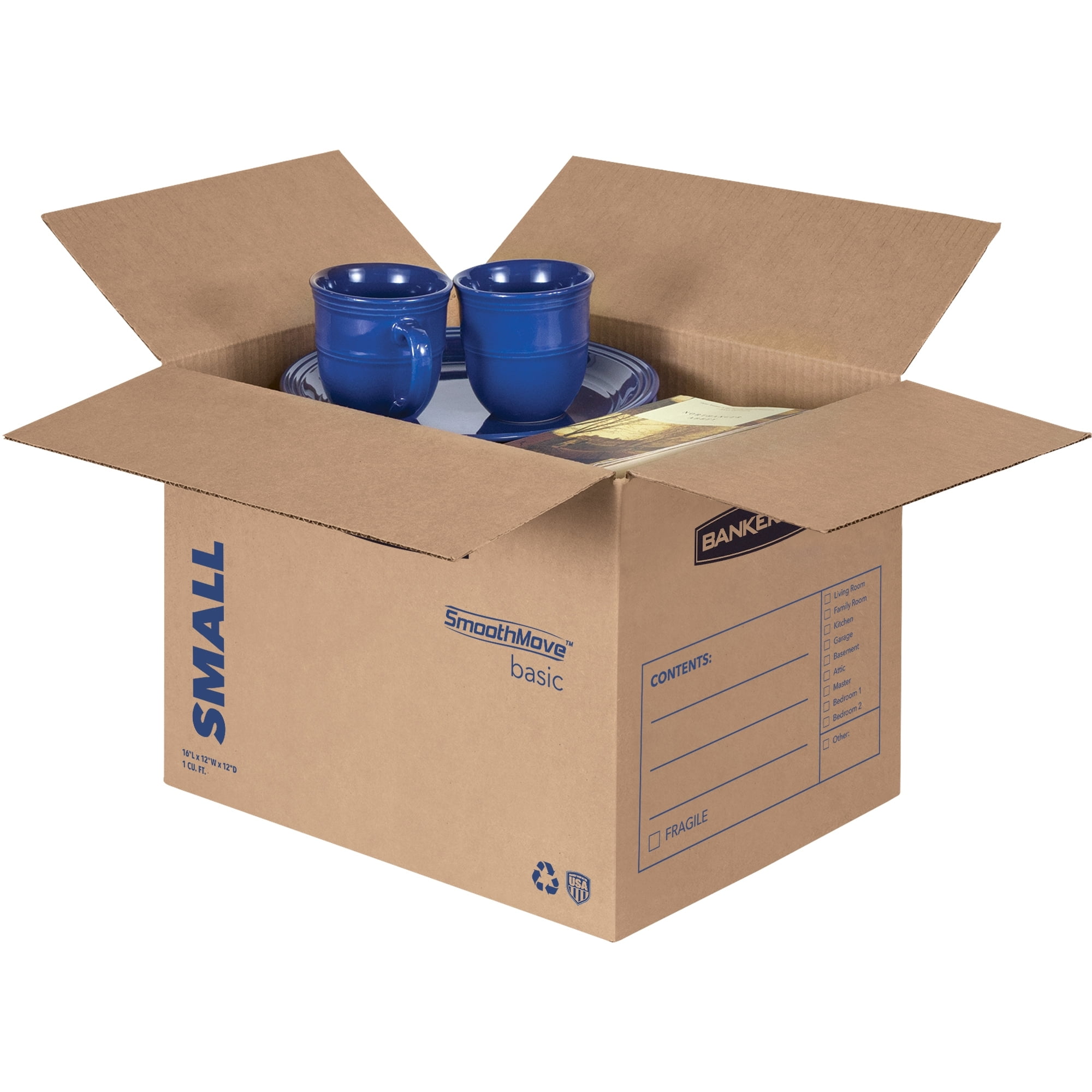 Bankers Box SmoothMove Basic Moving Boxes, Small, Kraft, Black, 25 / Carton (Quantity)