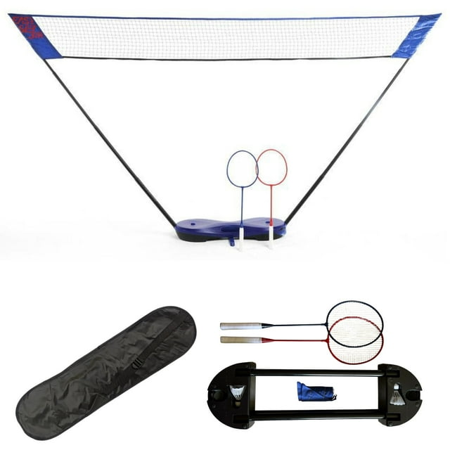 Juego Set de Badminton con Red, Raquetas, Gallitos y Base Portatil 3M, Plegable, Segos