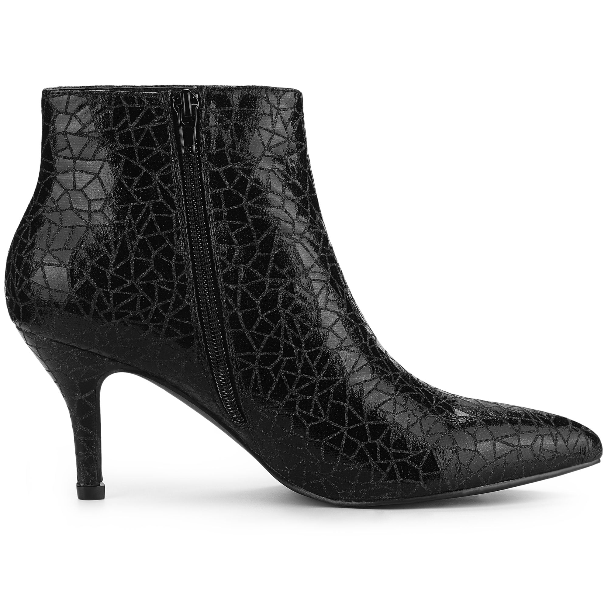 Unique Bargains Women's Pointed Toe Geometric Sparkly Stiletto Heels Ankle Boots, Size: Regular, Gold