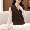thumbnail image 4 of 2025 Fall Winter Women Sweater Vest Casual Sleeveless Cardigan V-Neck Button Down Vest Outerwear with Pockets, 4 of 5