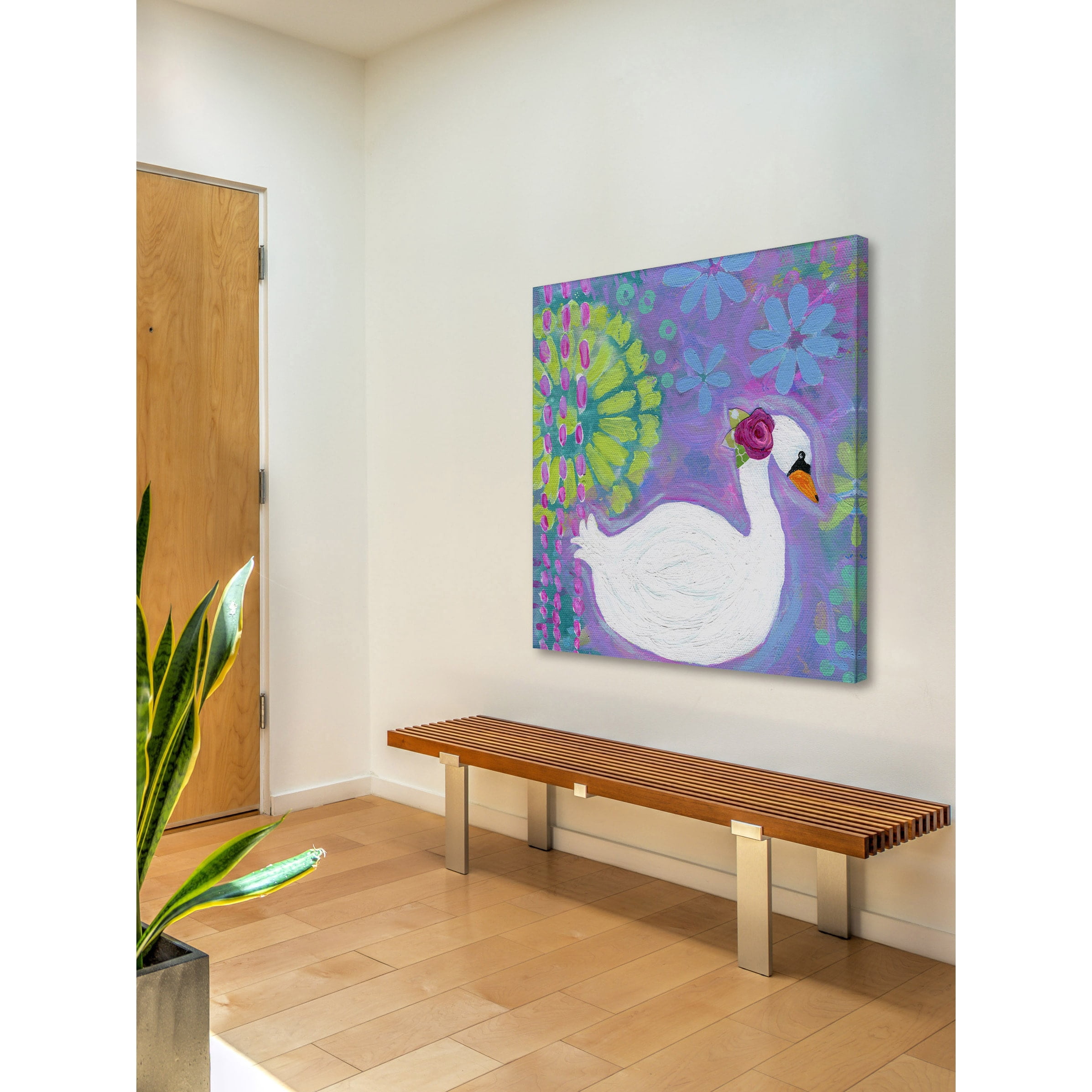 Marmont Hill "Swan 2" by Jill Lambert Painting Print on Wrapped Canvas
