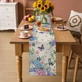 thumbnail image 2 of Watercolor Flowers Table Runner 36 Inches Long Farmhouse Dress Scarves, Spring Floral Butterflies Botanical Beige Dining Tablerunner for Coffee Table/Kitchen Island/Party Décor, Small 13" x 36", 2 of 8