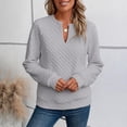 thumbnail image 3 of Quilted Sweatshirt Women Fall Casual V-Neck Long Sleeve Pullover for Travel Weekend Wear, XL, 3 of 7