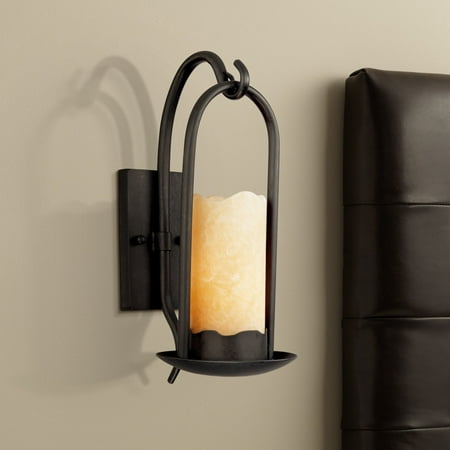 Franklin Iron Works Hanging Onyx Faux Candle Wall Sconce Franklin Iron Works Hanging Onyx Faux Candle Wall Sconce