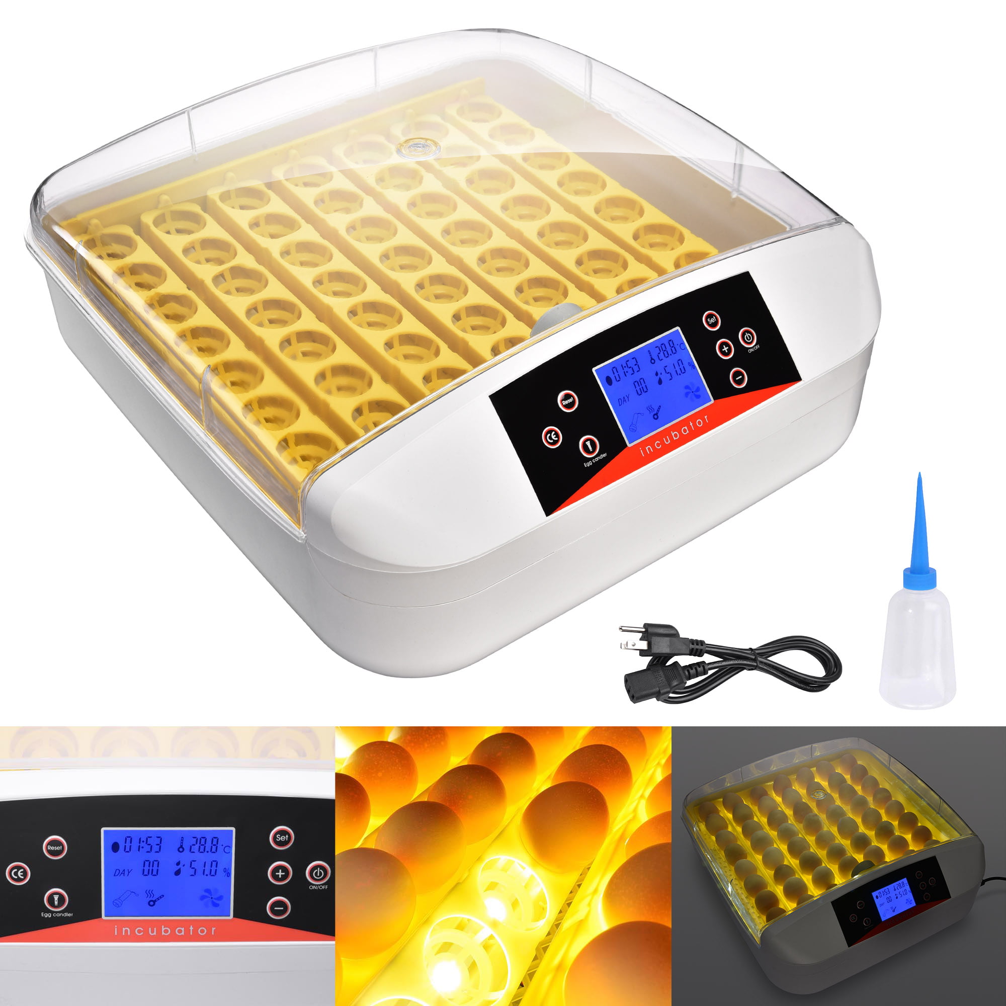 Yescom Digital 56 Egg Incubator Hatcher Temperature Control Automatic Turning with Built-in LED Candler