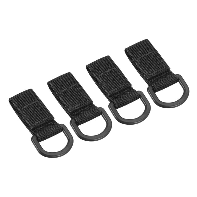 Unique Bargains Belt Keeper Key Chain, 4 pack D Type Thickening Nylon Strap Key Chain Hook, Black