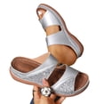 thumbnail image 5 of Women's Sandals Open Toe Wedge Slide Sandals,Comfort Glitter Orthopedic Slip On Slippers, Casual Summer Beach Arch Support Sandals for Women, 5 of 10