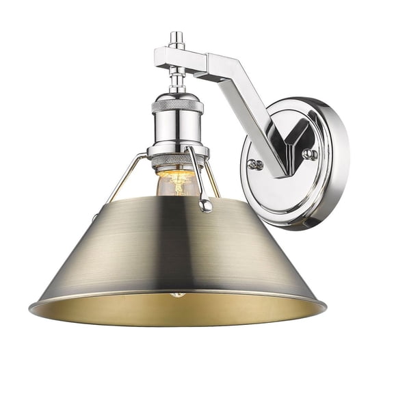 3306-1W CH-AB Golden Lighting Orwell - 1 Light Wall Sconce-9.63 Inches Tall and 10 Inches Wide-Chrome Finish-Aged Brass Shade Color
