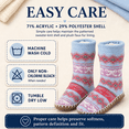 thumbnail image 5 of Girls Sweater Knit Slipper Socks, Soft Stitched Sole with Faux Fur Lining, LT BLUE, M/L, 5 of 9