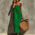 thumbnail image 3 of White Linen Blend Slip Maxi Dress, Square Neck Sleeveless Casual Dress For Beach & Vacation, 3 of 7