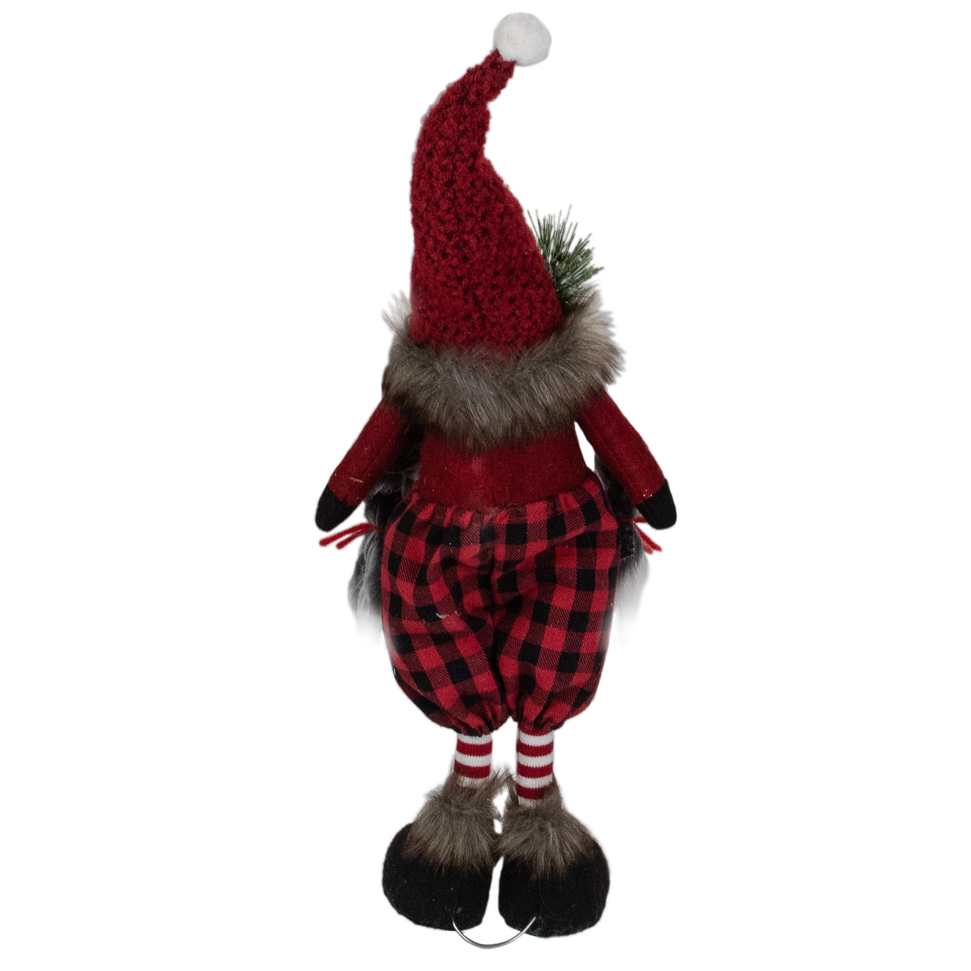 Northlight Buffalo Plaid Girl Gnome with Pigtails Christmas Figure - 17" - Red and Black
