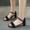 Black, variant on AXXD Women Black Sandals Summer Casual Round-toe Sandals Middle Heel Chunky Heel Metal Buckle Sandals