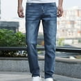 thumbnail image 4 of Mens Jeans Relaxed Fit Jeans Fashion Zipper Button Solid Casual Pocket Sports Trousers Pants Blue L Jeans for Men, 4 of 8