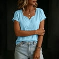 thumbnail image 5 of cocolona Linen Tops for Women Summer Solid Color V Neck Short Sleeve Shirts Dressy Casual Blouses, 5 of 6