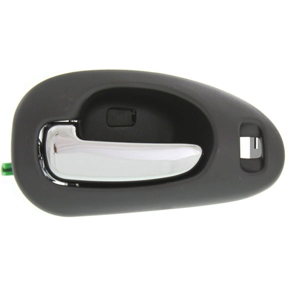 Interior Door Handle Compatible with 1999-2004 Chrysler 300M Front, Driver Side Sedan Chrome Lever with Black Bezel