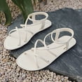 thumbnail image 5 of Gealkoca Women's Strappy Flat Sandals Dressy Solid Color Open Toe Ankle Strap Summer Beach Vacation Shoes Women's Criss Cross Strappy Sandals, 5 of 9
