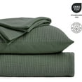 thumbnail image 4 of EVERGRACE Cotton Bedspread Full Queen Size, Ultra Soft Prewashed Pick Stitch Matelassé Coverlet, Lightweight Textured Oversized Queen Quilt Bedding Set for All Season, with 2 Shams, Olive Green, 4 of 8
