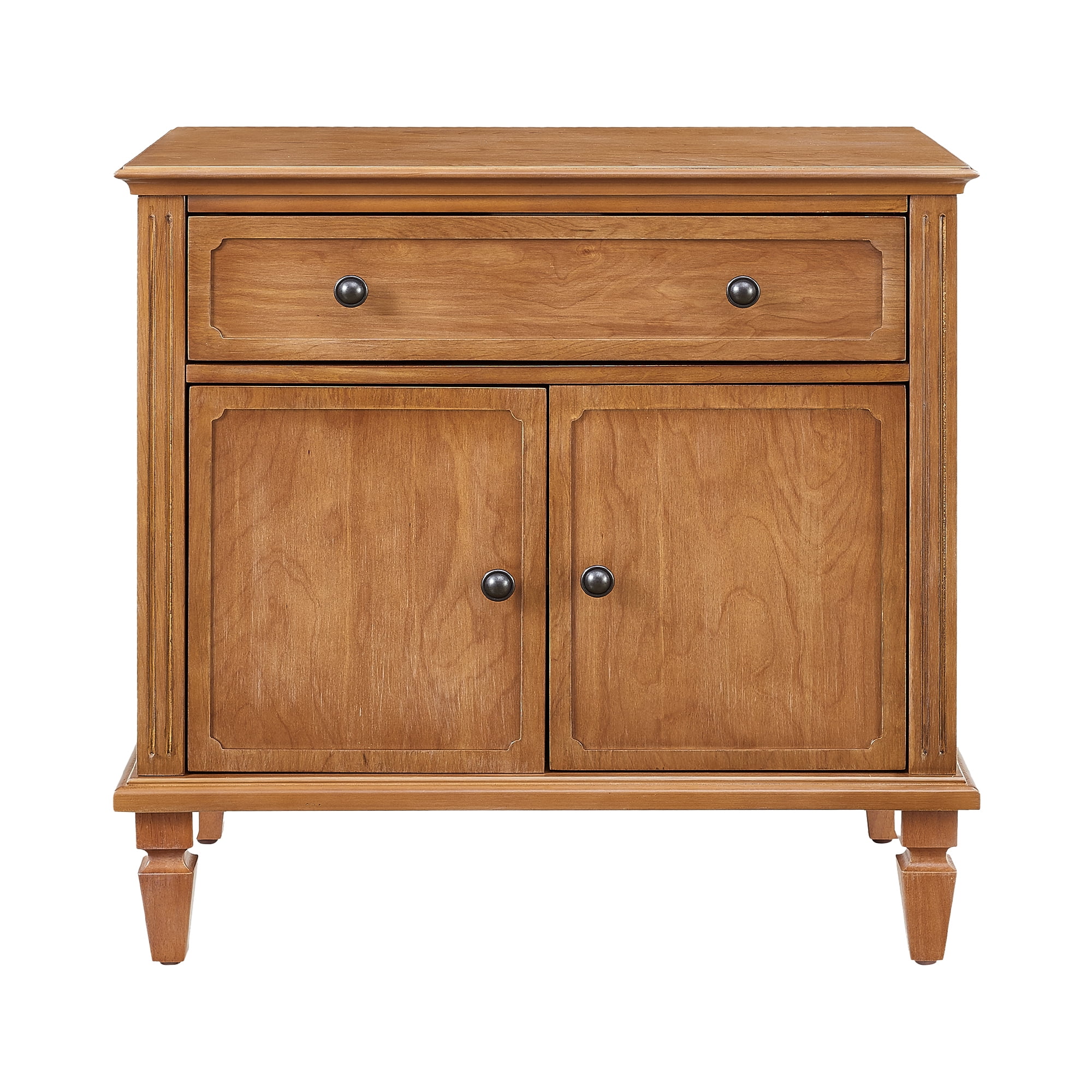 Leumius Farmhouse Nightstand with Charging Station, Wood Bedside Table with Drawer & Double-Door Storage Cabinet, End Table with USB and Type-C Ports for Bedroom Living Room Natural