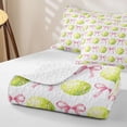 thumbnail image 4 of meiyoeat Bow Green Tennis Quilt Full for Girls, Kawaii Cartoon Ribbon Full Bedspread Sets, 3-Piece, 1 Comforter and 2 Pillowcases, 4 of 7
