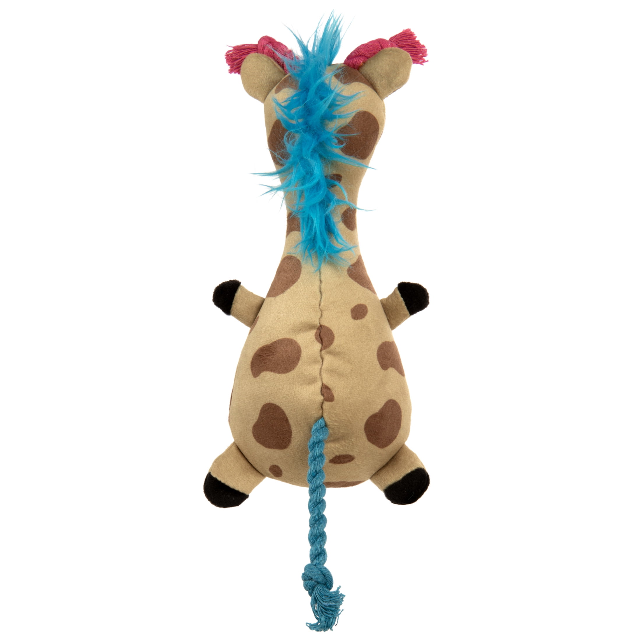 TrustyPup Tough 'N Fun Long Neck Giraffe Plush Squeaky Chew Guard Dog Toy, Tan Small