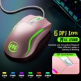 thumbnail image 3 of memzuoix Wired Gaming  with RGB - 6 Adjustable DPI up to 12800, 6 Buttons, 12 Lighting Modes, Ergonomic Design with Anti-Slip Rubber Wheel, 5.6ft Braided Cable for PC//Windows - Pink, 3 of 9