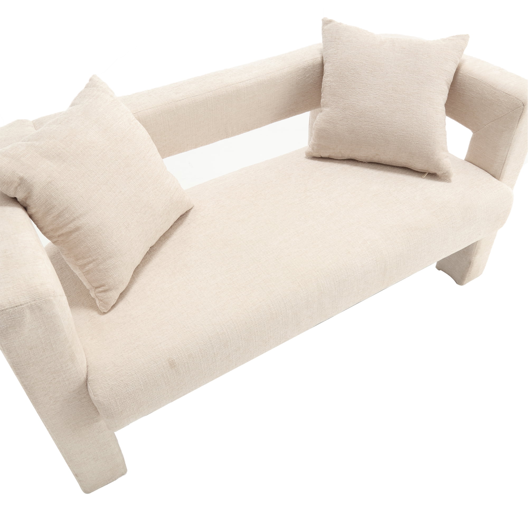 MAYEERTY Modern Chenille Loveseat Sofa , Comfy Upholstered 2-Seater Sofa, Small Loveseat Accent Couch for Living Bedroom Leisure Areas (Beige)