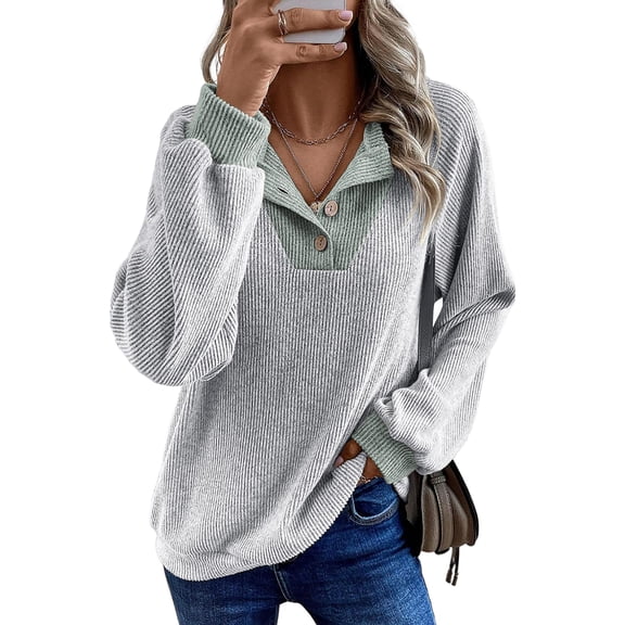 Shine Up Patchwork Sweatshirts for Women V Neck Long Sleeve Shirts Casual Pullover Tops