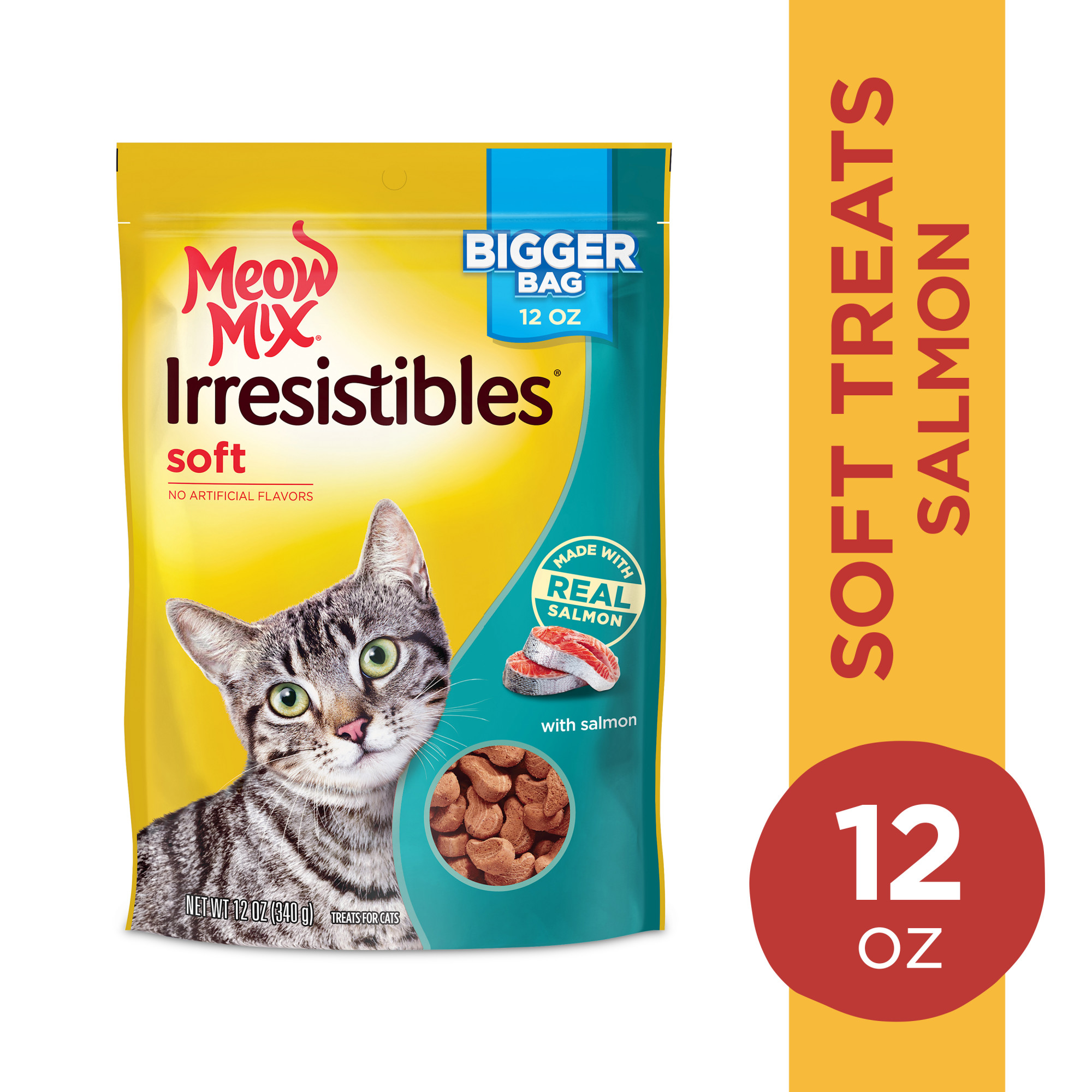 Meow Mix Irresistibles Cat Treats - Soft With Salmon, 12-Ounce Bag - image 3 of 8