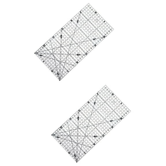 Set of 2 Quilt Square Tool Quilter's Ruler Patchwork Acrylic Quilters Double Colored Grid Lines