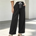 thumbnail image 2 of Zpanxa Wide Leg Sweatpants Women Elastic Drawstring Waist Loose Fit Solid Color Casual Lounge Athletic Trousers, 2 of 5