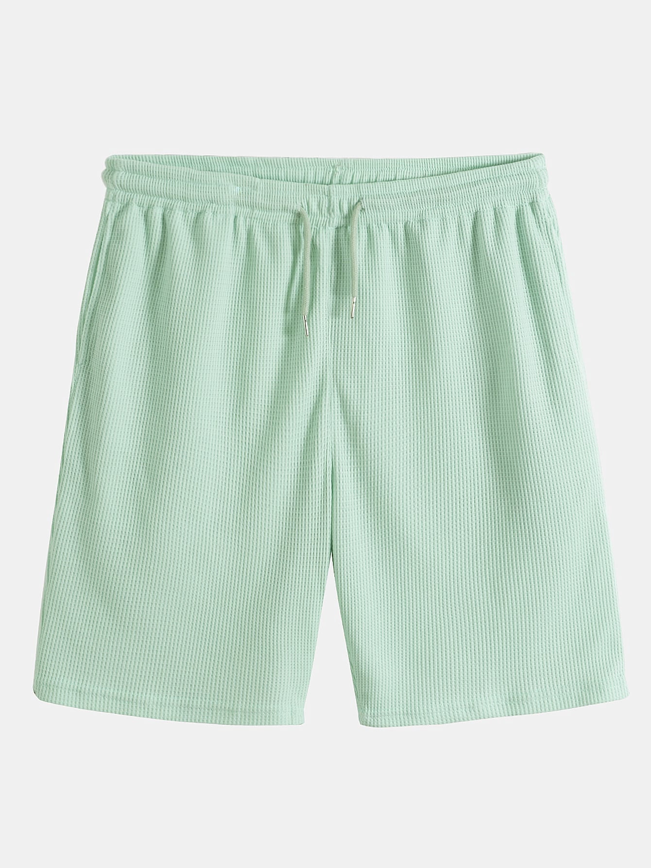 Mint Green Men Drawstring Solid Shorts 