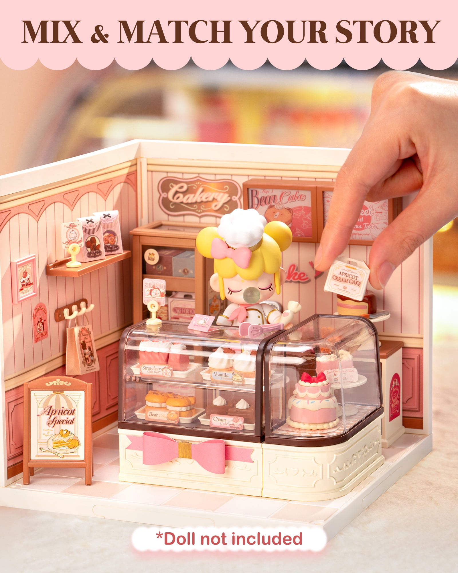 ROBOTIME Super Creator DIY Miniature House Kit,Tiny Home Craft Kits with LED,Mini Dollhouse Building Sets,Gifts for Teens Adults(Tasty Cake Shop)