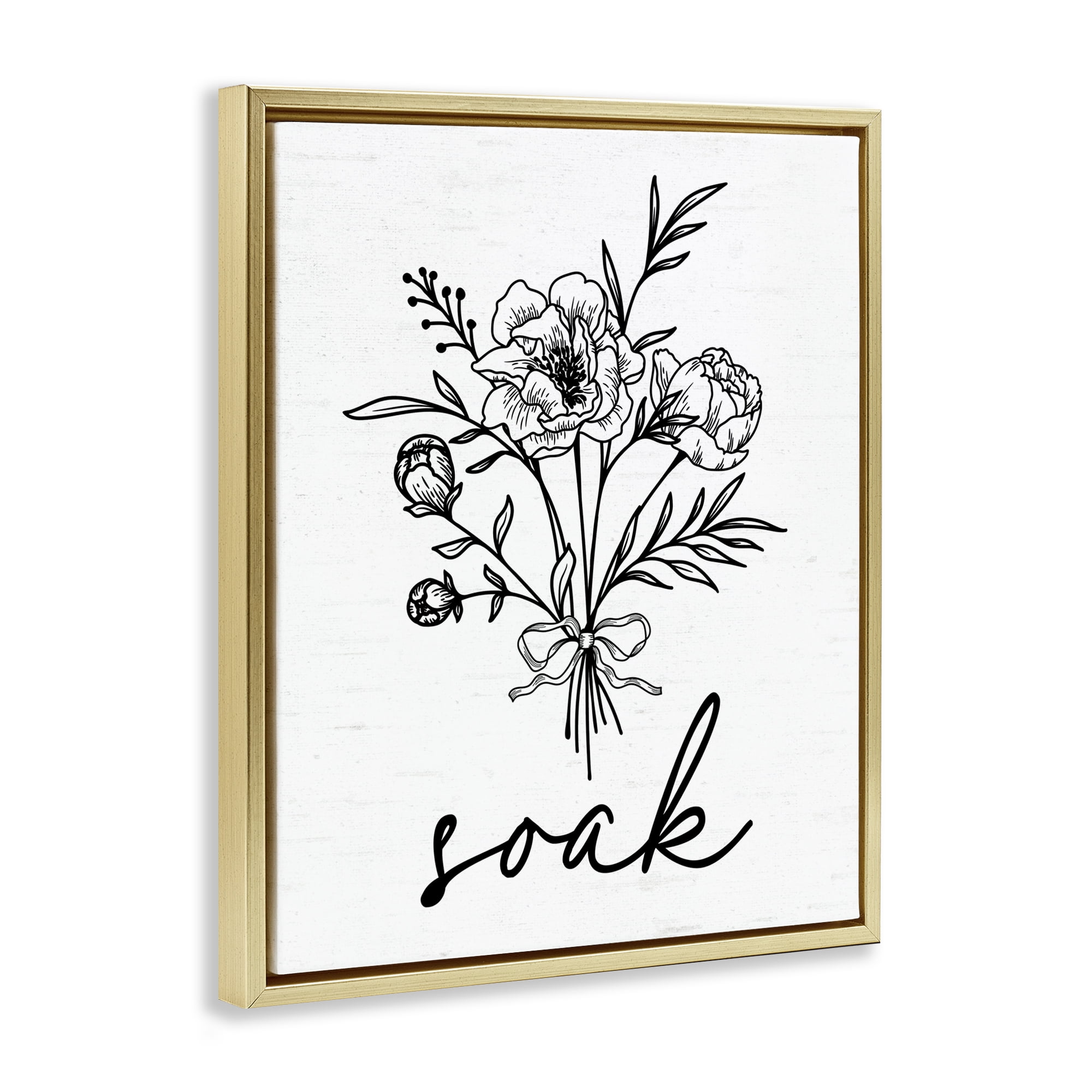 Bathroom Herb Soak Gold Framed Floater Canvas Wall Art, design by Lettered and Lined