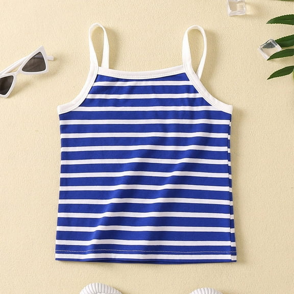 MKOSPLRT Little Girl Summer Camisole Tops Striped Spaghetti Strap Camisoles Square Neck Soft Camis Casual Color Block Tanks Camisoles for Kid