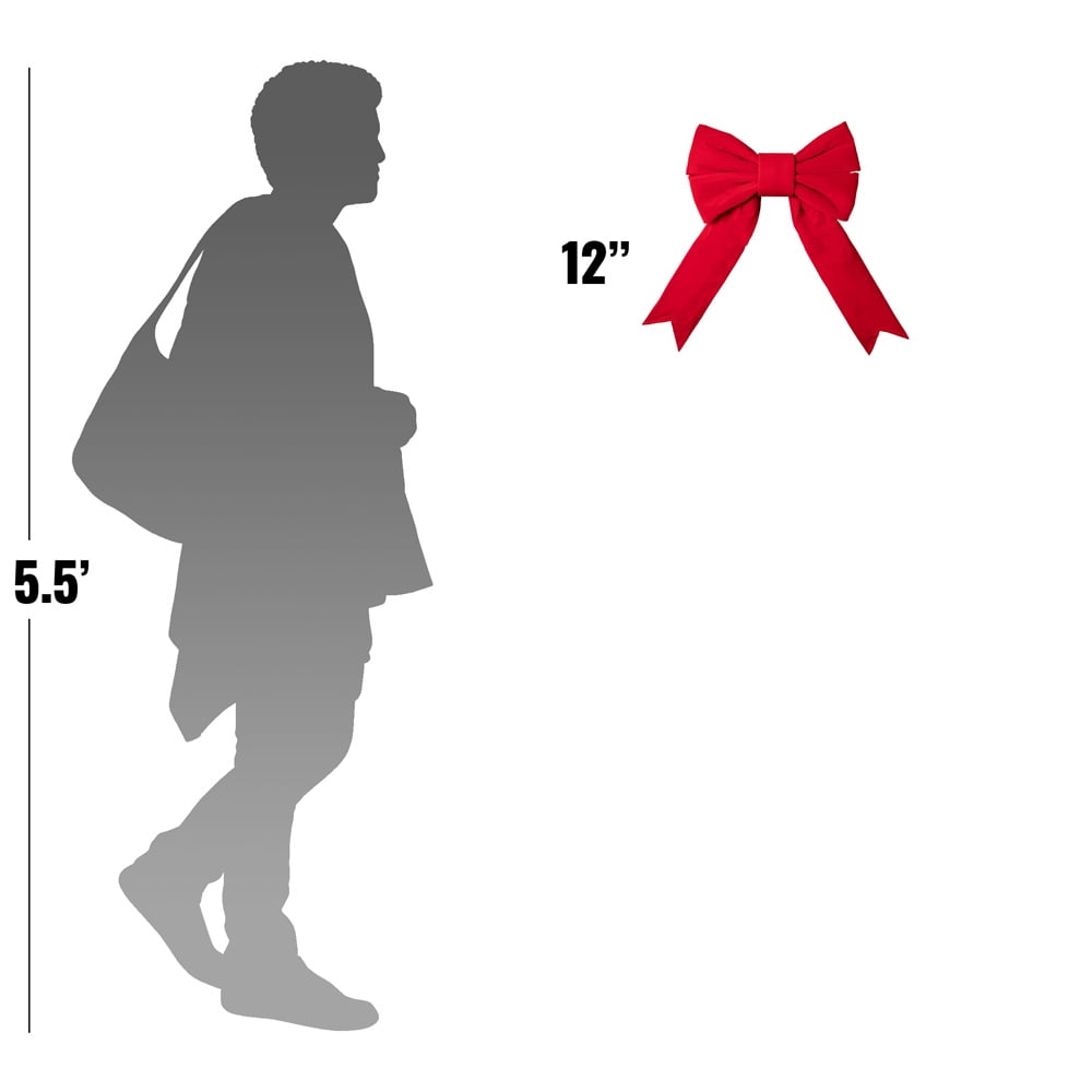 Christmas Designers 12in Red Velvet Christmas Bow UV Protected Indoor Outdoor