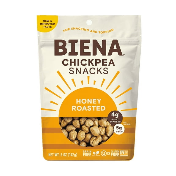Biena Chickpea Snacks, Honey Roasted, 5 oz