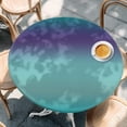 thumbnail image 4 of Teal Purple Ombre Round Tablecloth 55-60 Inch Round Fitted Table Cloth with Elastic Edge, Modern Gradient Abstract Art Waterproof Table Cover Protector for Outdoor Picnic Party Dining, 4 of 9
