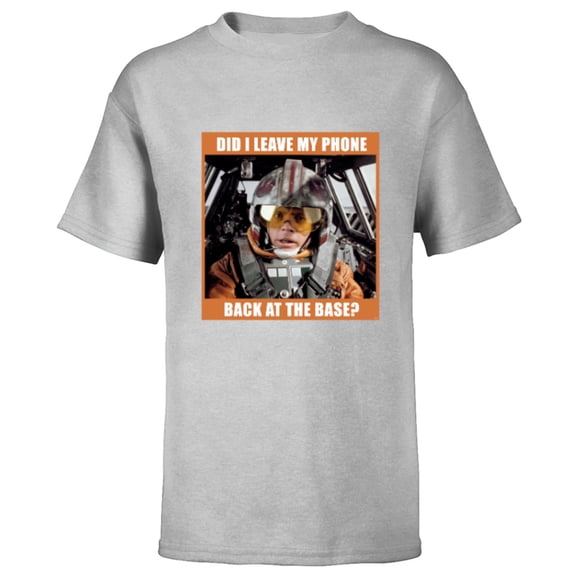 Star Wars Luke Skywalker Did I Leave My Phone Funny Meme - Short Sleeve T-Shirt for Kids - Customized-Athletic Heather