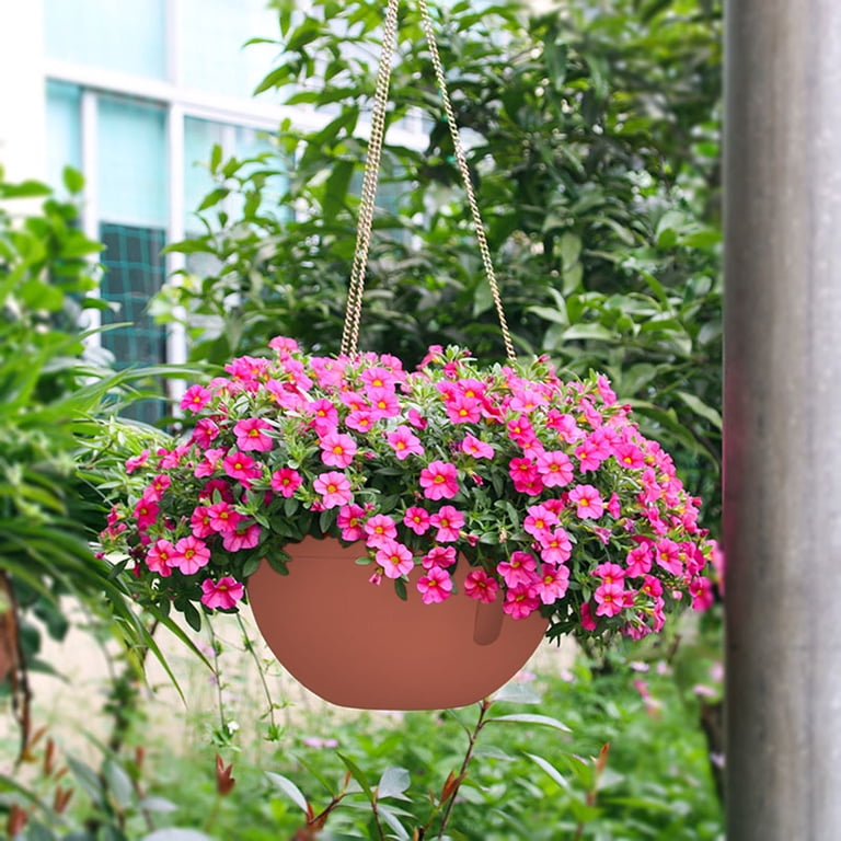 Hanging Basket Planter for Indoor Outdoor Plants - Plastic Self Watering  Flower Pot for Succulents Ivy Herbs - Lightweight Durable Decorative Garden  ...