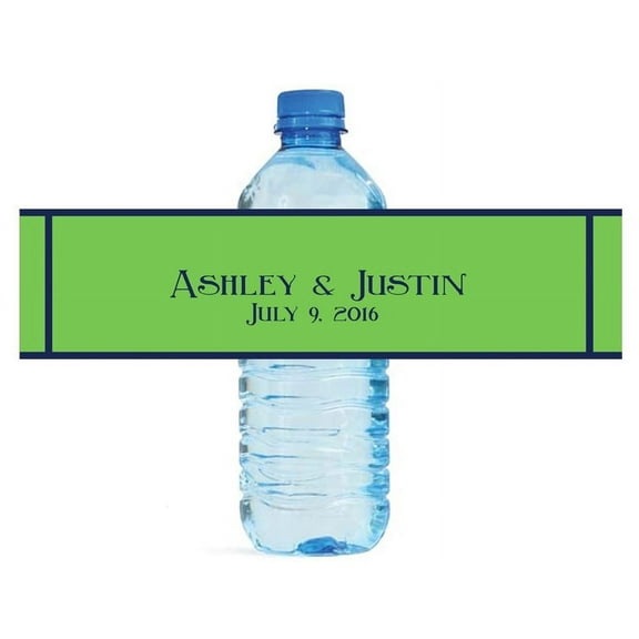 100 Spring Green and Navy Wedding Water Bottle Labels Engagement Party Special Occasion