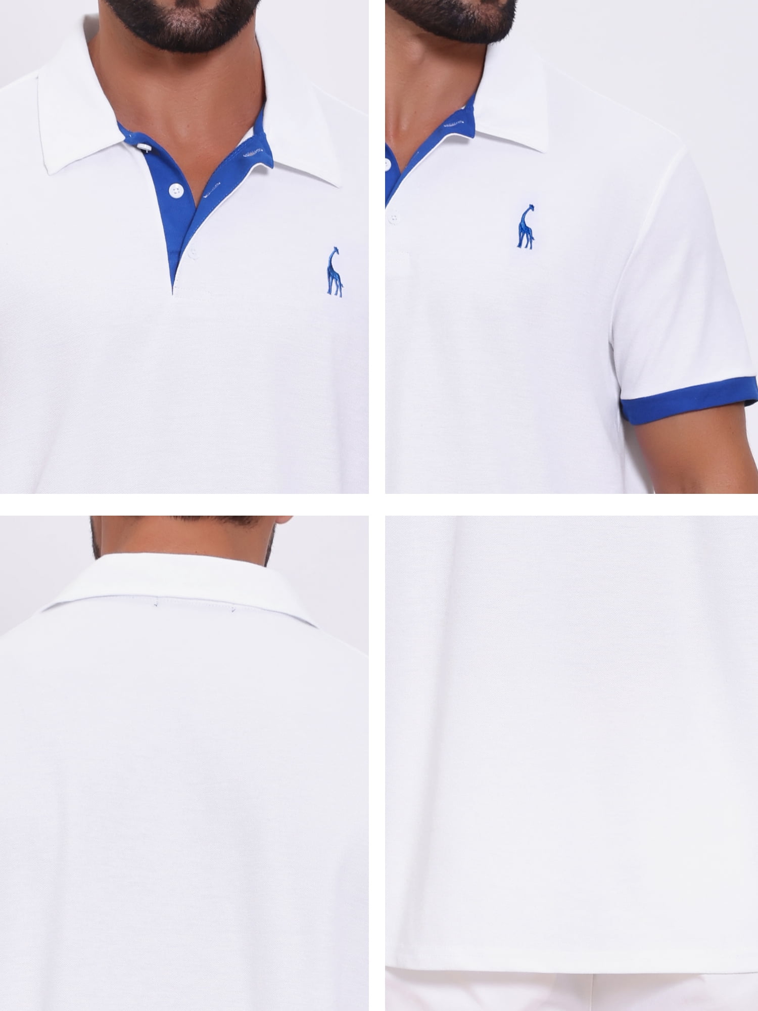 DARING DIVA Men's Pique Contrast Color Short Sleeve Golf Polo Shirts XL White