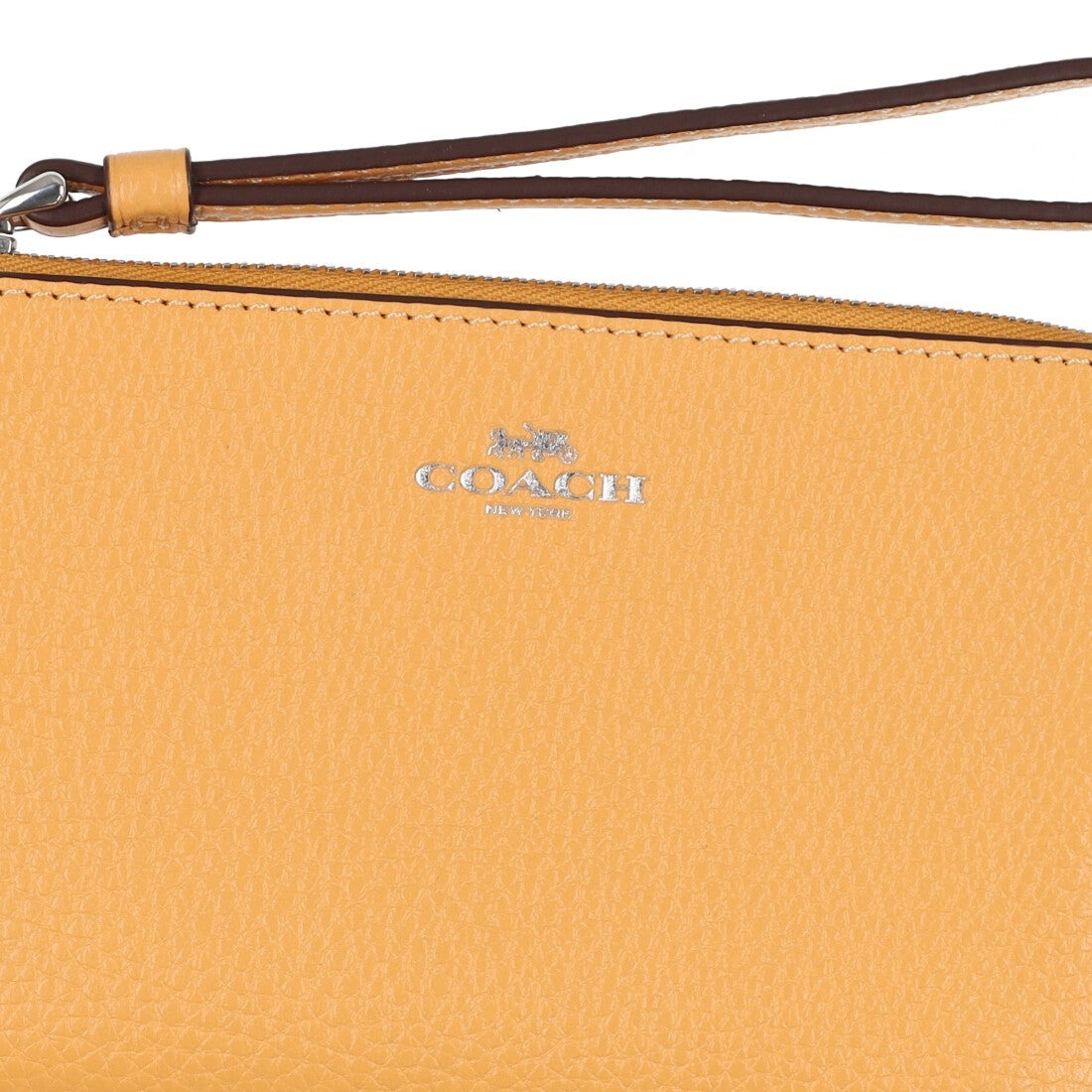 Coach Women's Small Pebbled Leather Corner Zip Wristlet (Honeycomb