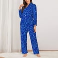 thumbnail image 2 of Balery Blue Circles Mosaic Conjunto de Pijama con Estampado para Mujer, Conjunto de Dos Piezas con Manga Larga, Ropa de Dormir Suave con Bolsillos, Pijamas Cómodos-X-Large, 2 of 7
