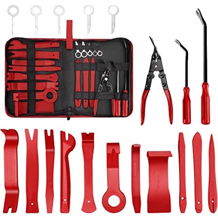 

19Pcs Trim Removal Tool Pry Kit Car Panel Tool Stereo Removal Tool Kit Auto Clip Pliers Fastener Remover Pry Tool Kit Car Upholstery Repair Kit with Storage Bag