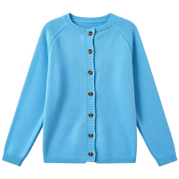 Knit Cardigan for Women & Plus Size, Fall Cozy Button Down Crewneck Long Sleeve Relaxed Classic Elegant Sweater, XS-4XL