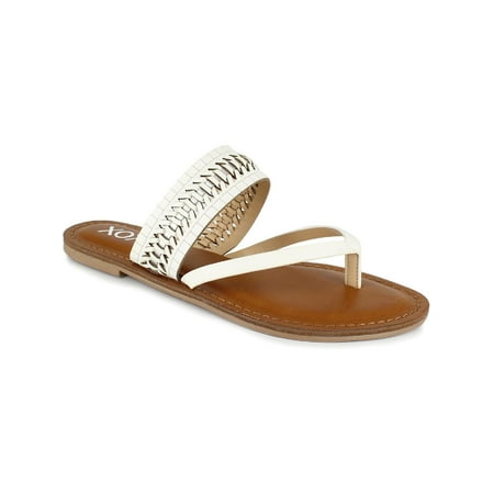 XOXO Womens Robby Faux Leather Flat Thong Sandals